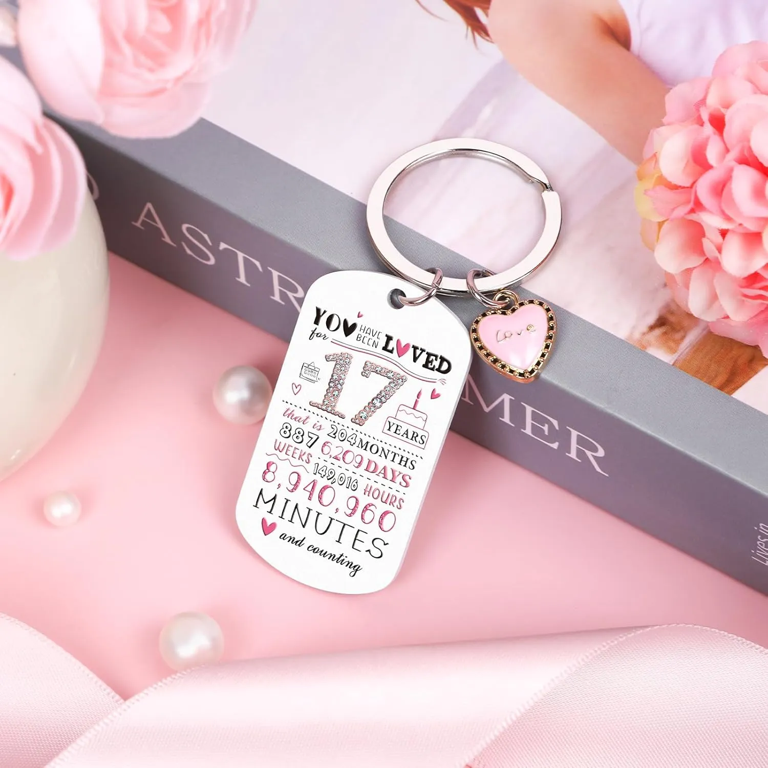 17th Birthday Gifts for Girls - 2008 Birthday Makeup Bag, You Have Been Loved For 17 Years Keychain,Sweet Healing Bracelets, 17 Year Old Birth Gift Ideas for Daughter Granddaughter