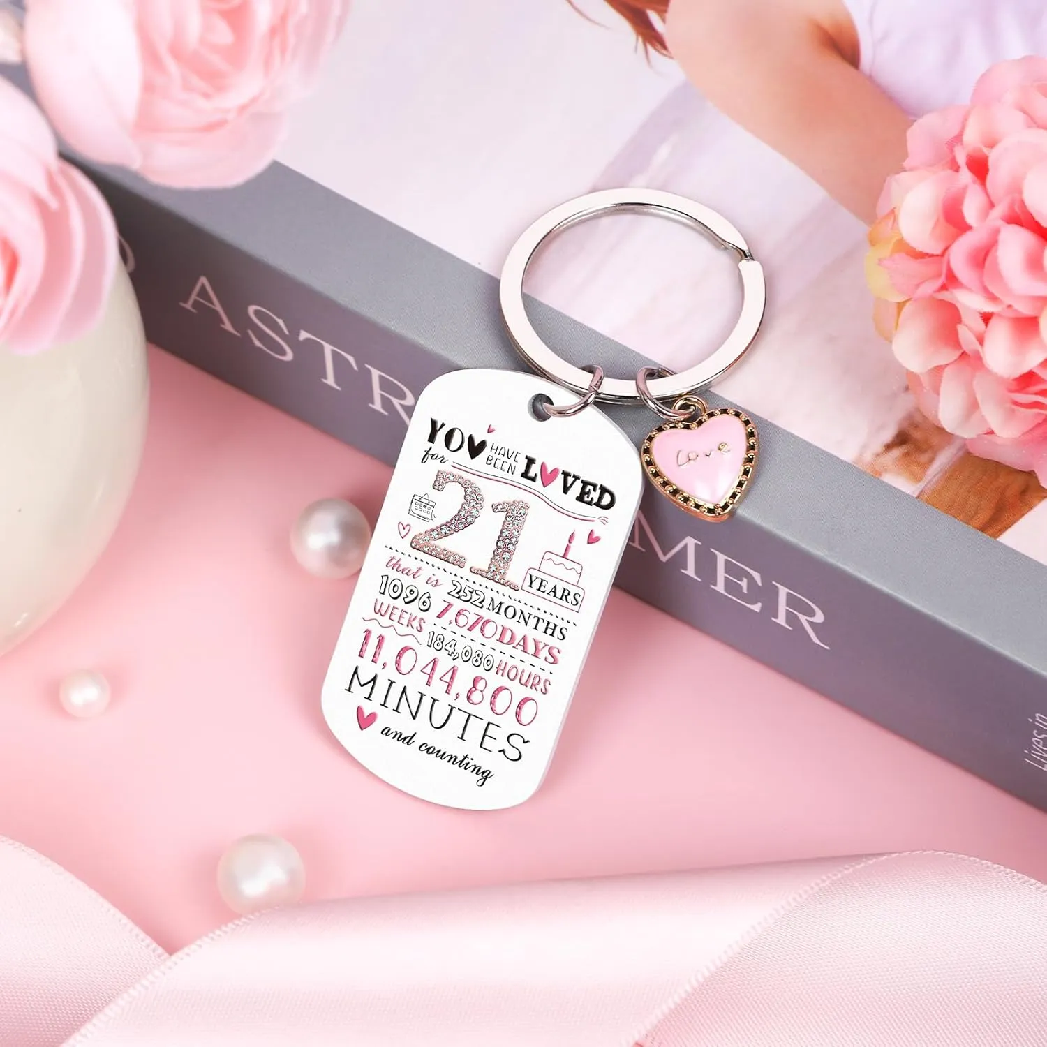 21st Birthday Gifts for Her - 2004 Birthday Makeup Bag, You Have Been Loved For 21 Years Keychain, Healing Bracelets with Heart Charm, 21 Year Old Birthday Gift Ideas for Daughter Sister