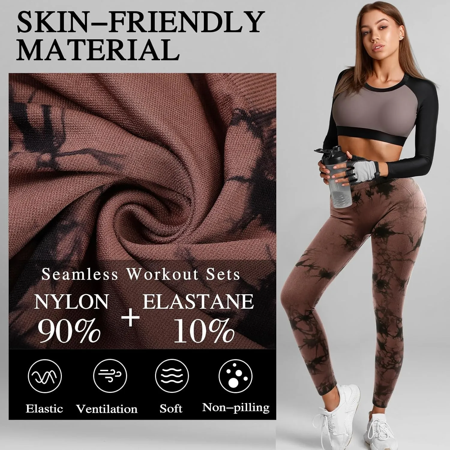 4 Pcs Womens Workout Leggings Tie Dye High Waisted Yoga Pants Seamless Scrunch Butt Lifting Compression Tights