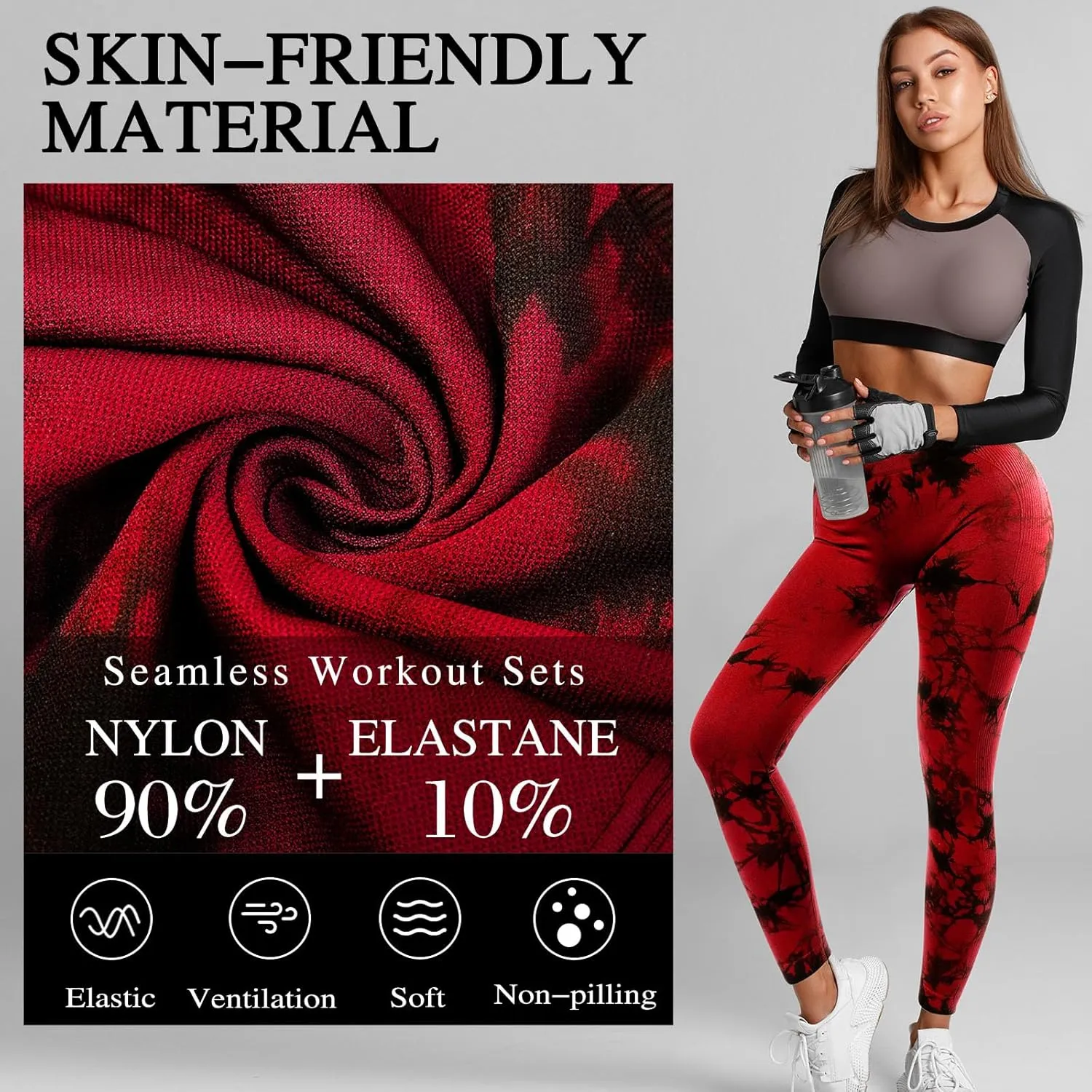 4 Pcs Womens Workout Leggings Tie Dye High Waisted Yoga Pants Seamless Scrunch Butt Lifting Compression Tights