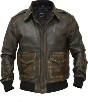 A2 Aviator Brown WWII Flying Tiger Jacket - Pilot Jackets for Men - Bomber Leather Jacket Men
