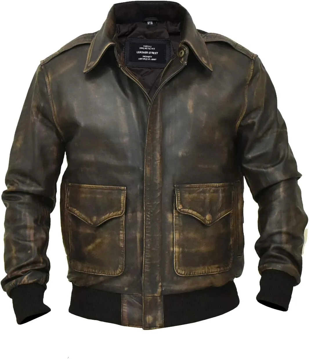 A2 Aviator Brown WWII Flying Tiger Jacket - Pilot Jackets for Men - Bomber Leather Jacket Men