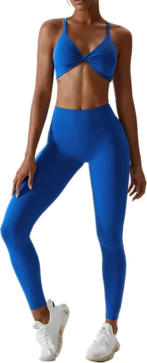 ABOCIW Workout Sets for Women Twist Front Halter Sports Bras High Waist Legging 2 Piece Exercise Gym Yoga Outfit