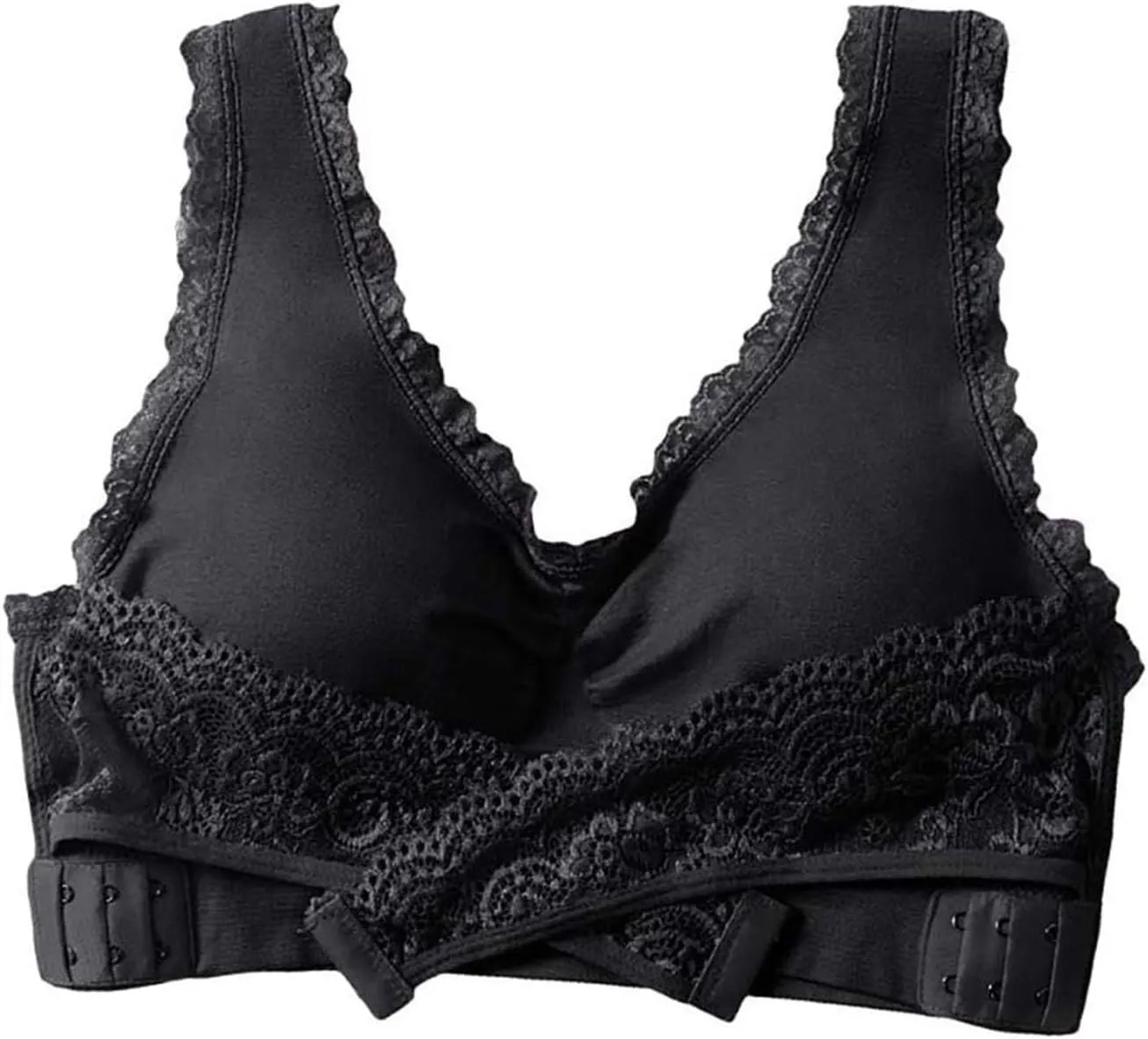 Adjustable Sport Camisole Bras for Elderly Women Pack of 4, Side Buckle Lace Plus Size Bandeau Bra Crop Tops
