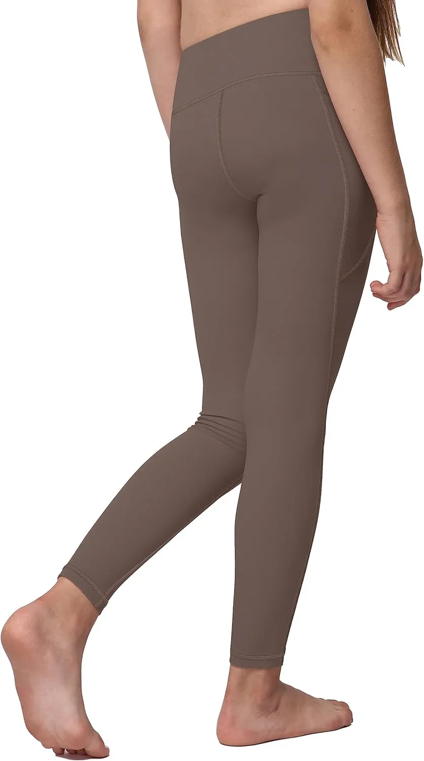 AENLLEY Yoga Active Leggings for Girls with 2 Pockets - Kids Workout Yoga Pants for Athletic (Pack of 2