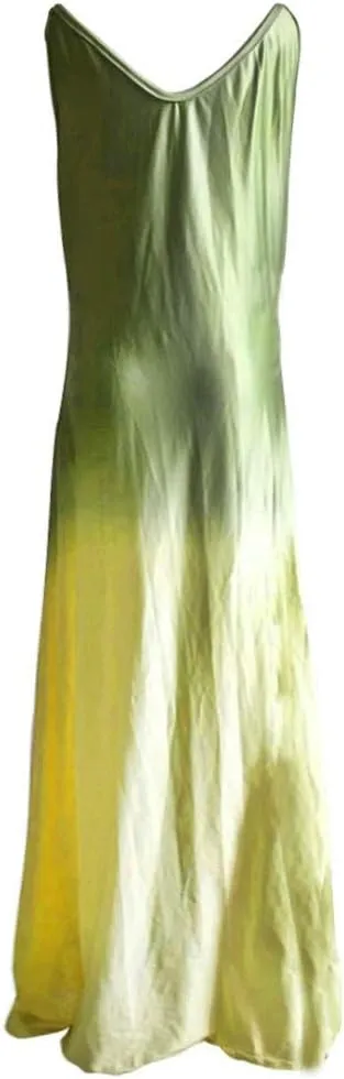 aihihe Plus Size Maxi Dresses for Women Summer Casual Dress with Pockets Tie Dye Solid Color V Neck Sleeveless Dress