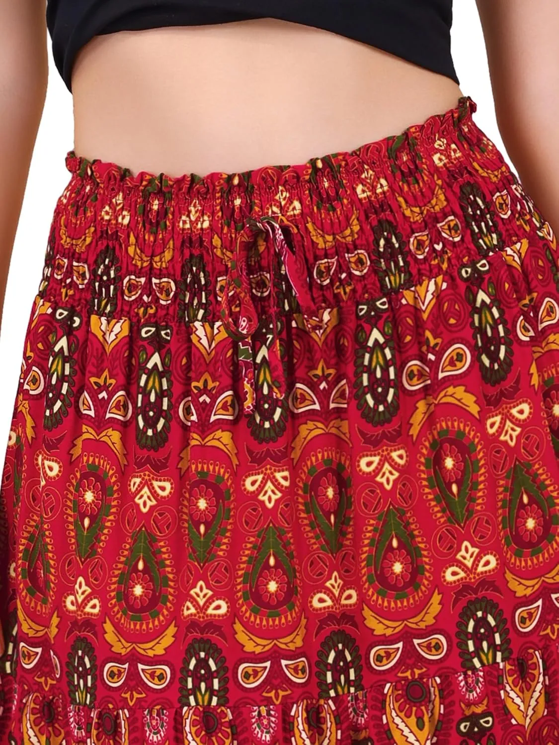 Allegra K Women's Boho Floral Maxi Skirts Smocked High Waist A-Line Long Skirt