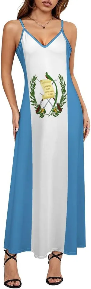 American Flag Women Summer Camisole Long Skirt, Beach Skirt, Suspender Dress, Fishtail Skirt