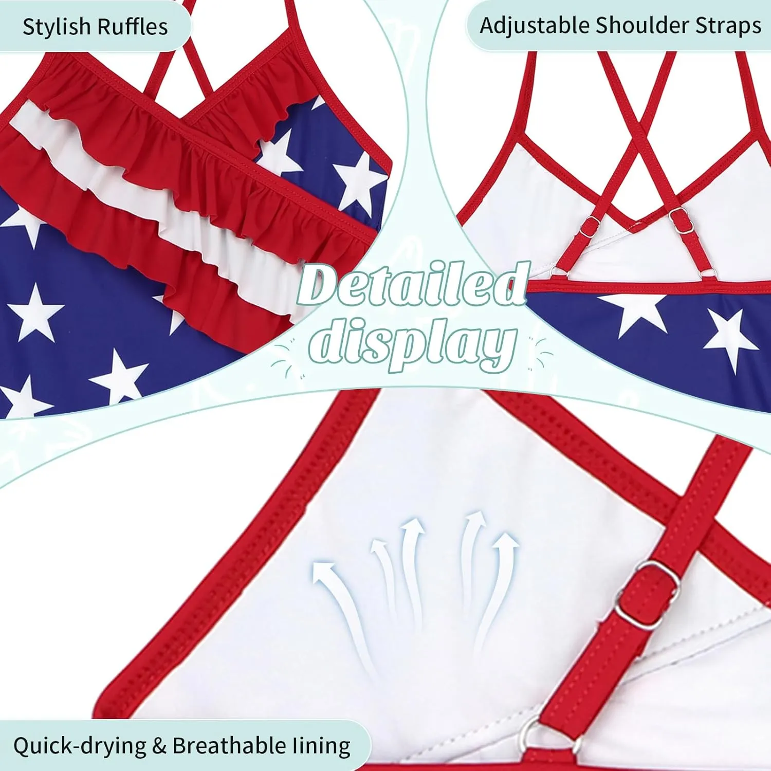 American Trends Girls' Swimwear Girls One Piece Swimsuits Ruffle Kids Bathing Suits for Girls