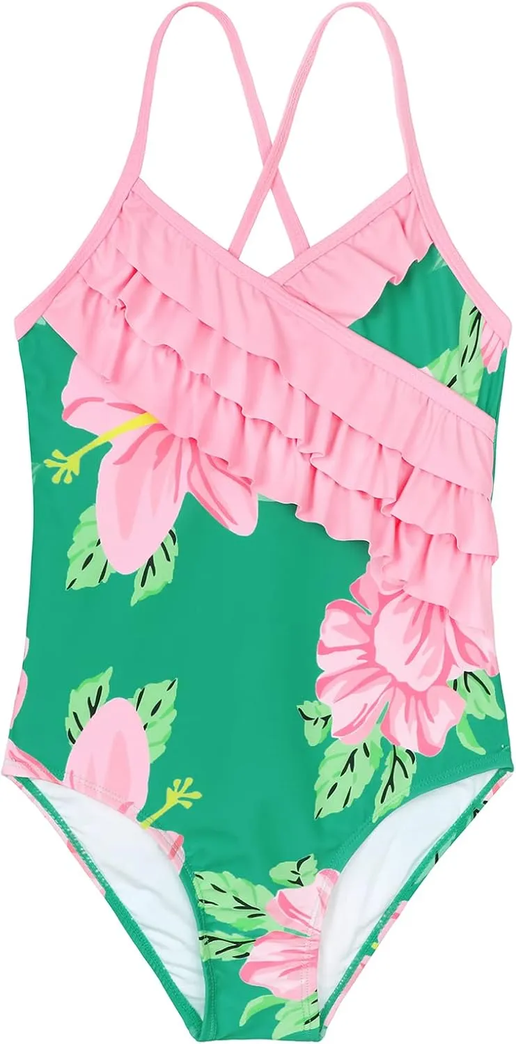 American Trends Girls' Swimwear Girls One Piece Swimsuits Ruffle Kids Bathing Suits for Girls