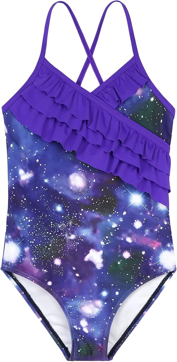 American Trends Girls' Swimwear Girls One Piece Swimsuits Ruffle Kids Bathing Suits for Girls