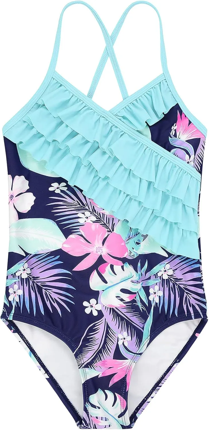 American Trends Girls' Swimwear Girls One Piece Swimsuits Ruffle Kids Bathing Suits for Girls