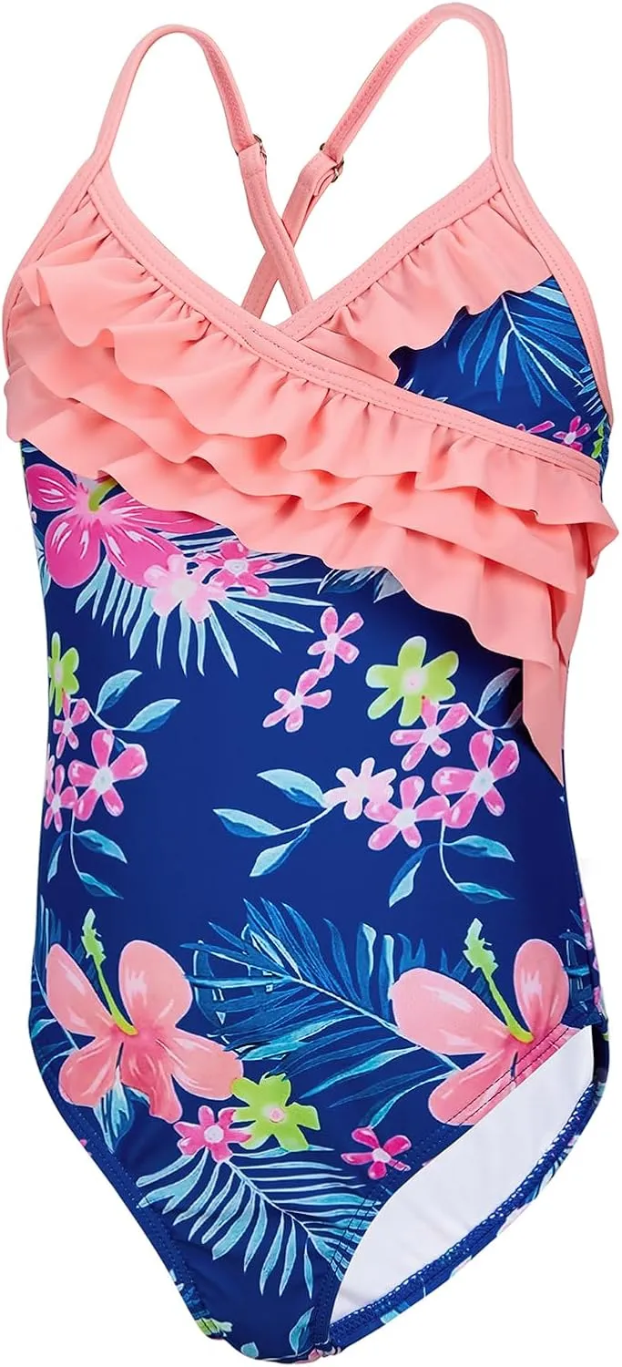 American Trends Girls' Swimwear Girls One Piece Swimsuits Ruffle Kids Bathing Suits for Girls