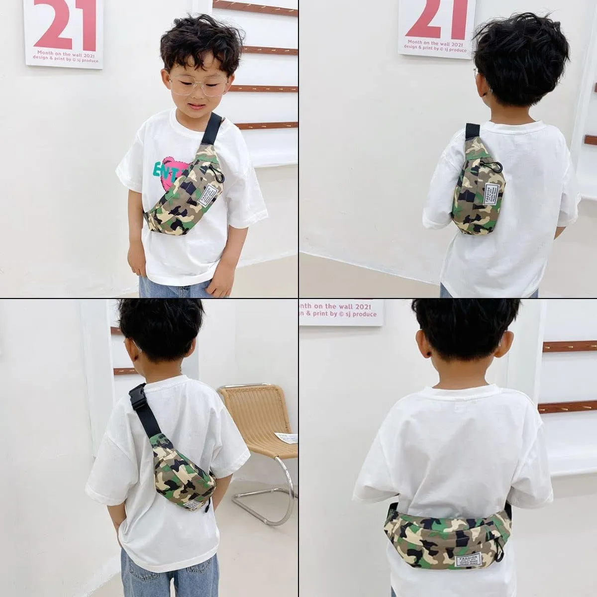 ANKOMINA Little Boys Fanny Pack Kids Small Camouflage Waist Pack Belt Bag Pack Pouch with Adjustable Strap for Toddler Children Sport,Running,Hiking,Camping