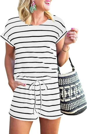 ANRABESS Rompers for Women Summer 2025 Casual Dressy One Piece Tshirt Short Pants Jumpsuit Beach Vacation Outfit Clothes