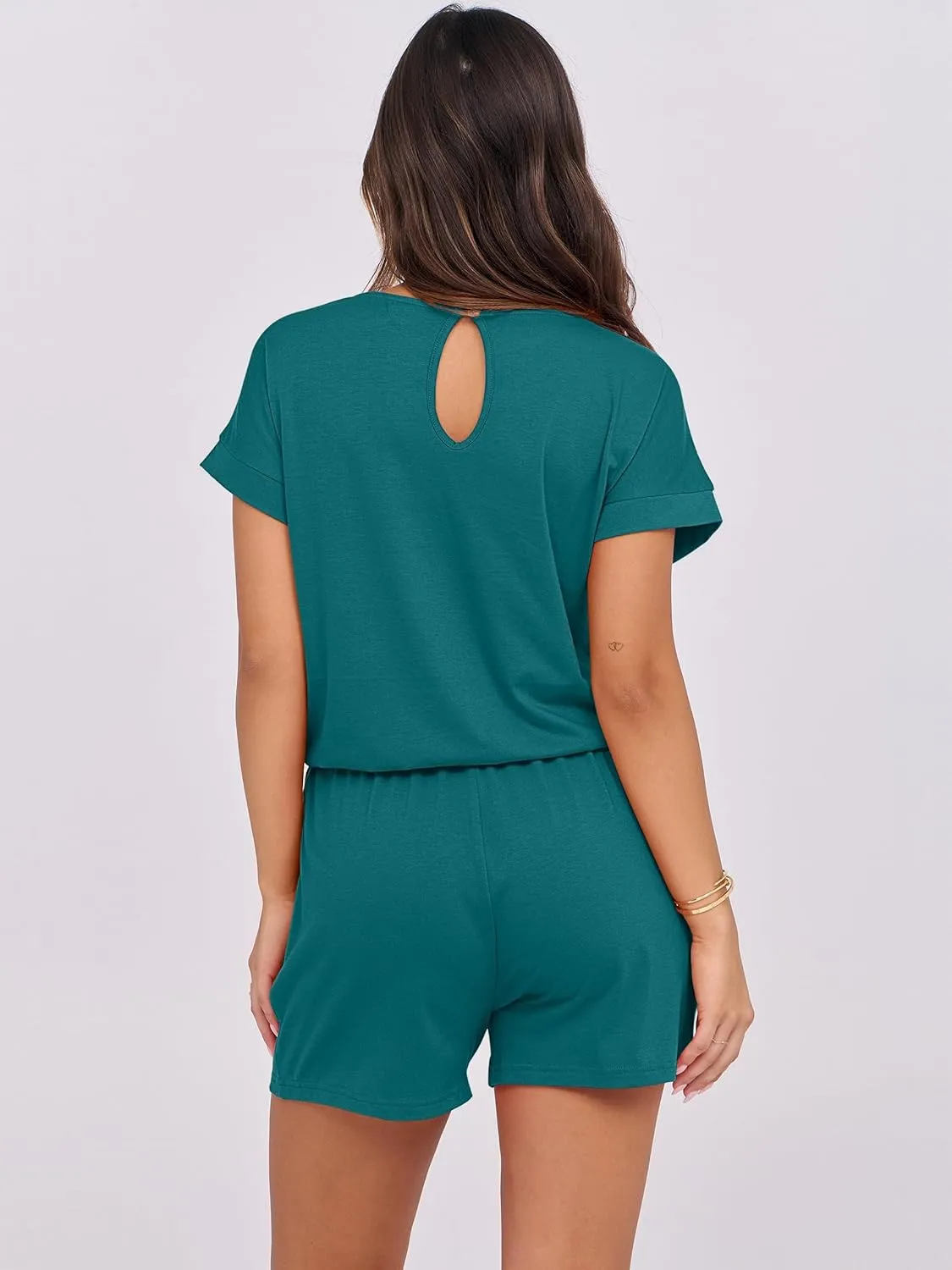 ANRABESS Rompers for Women Summer 2025 Casual Dressy One Piece Tshirt Short Pants Jumpsuit Beach Vacation Outfit Clothes