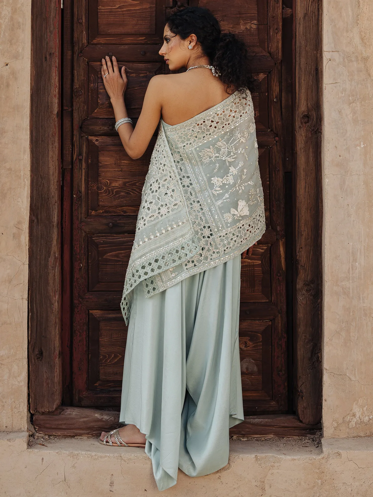 Aqua Bandeau With Pant Set