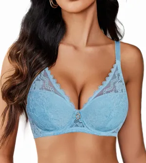 Avidlove Lace Bras for Women Push Up Bralettes with Underwire Full Coverage Unpadded Bra Sexy Minimizers Everyday Lingerie