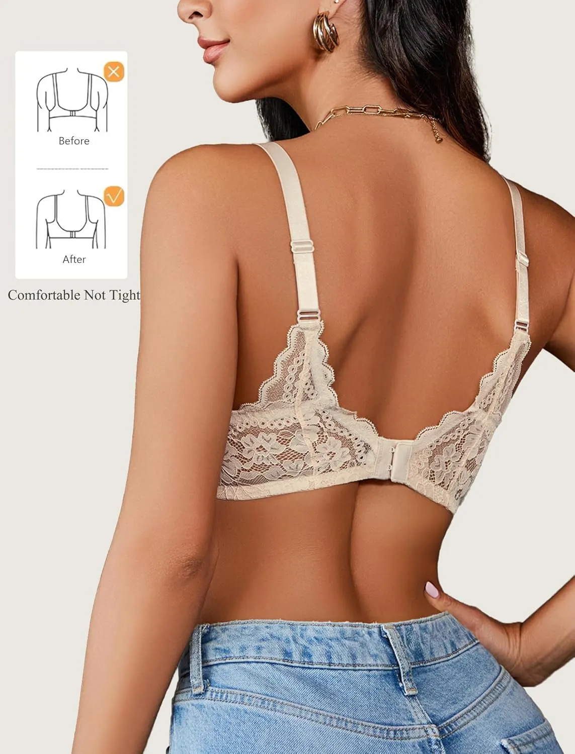 Avidlove Lace Bras for Women Push Up Bralettes with Underwire Full Coverage Unpadded Bra Sexy Minimizers Everyday Lingerie