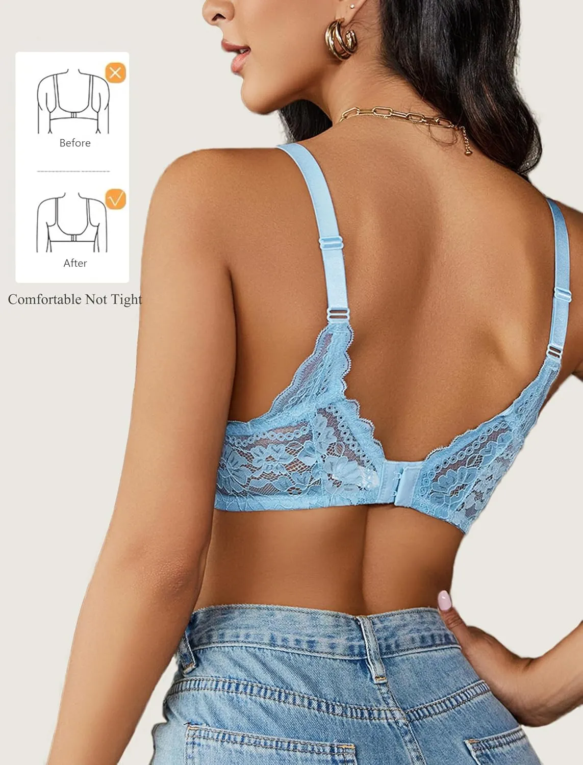 Avidlove Lace Bras for Women Push Up Bralettes with Underwire Full Coverage Unpadded Bra Sexy Minimizers Everyday Lingerie