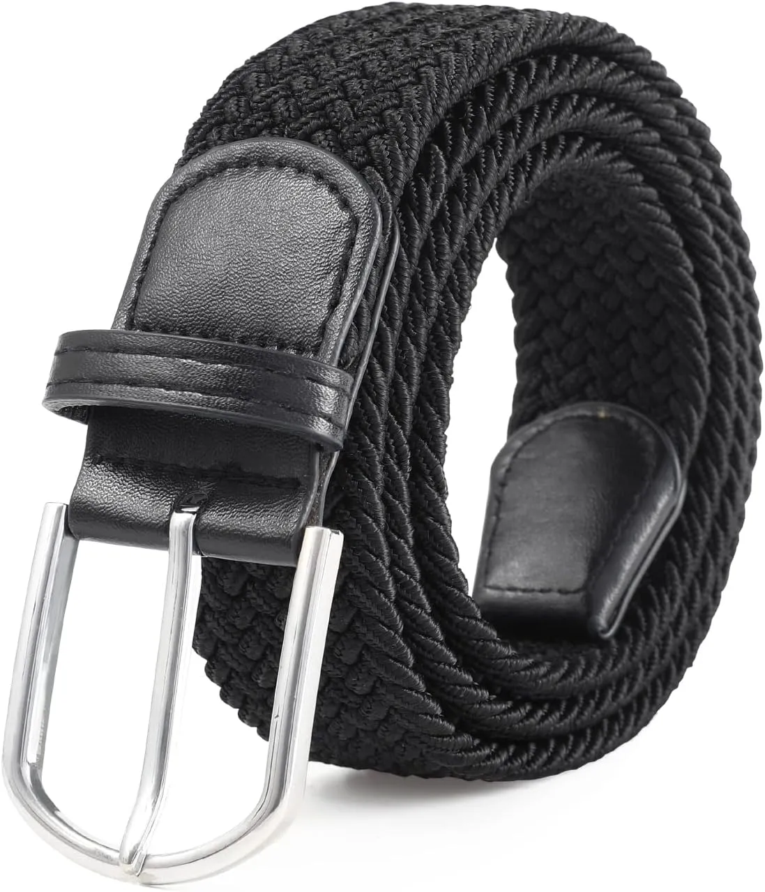 AWAYTR Elastic Braided Belt for Women - 2pcs Unisex Stretch Woven Fabric Belt for Jeans