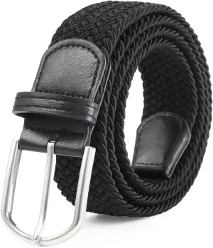 AWAYTR Elastic Braided Belt for Women - 2pcs Unisex Stretch Woven Fabric Belt for Jeans