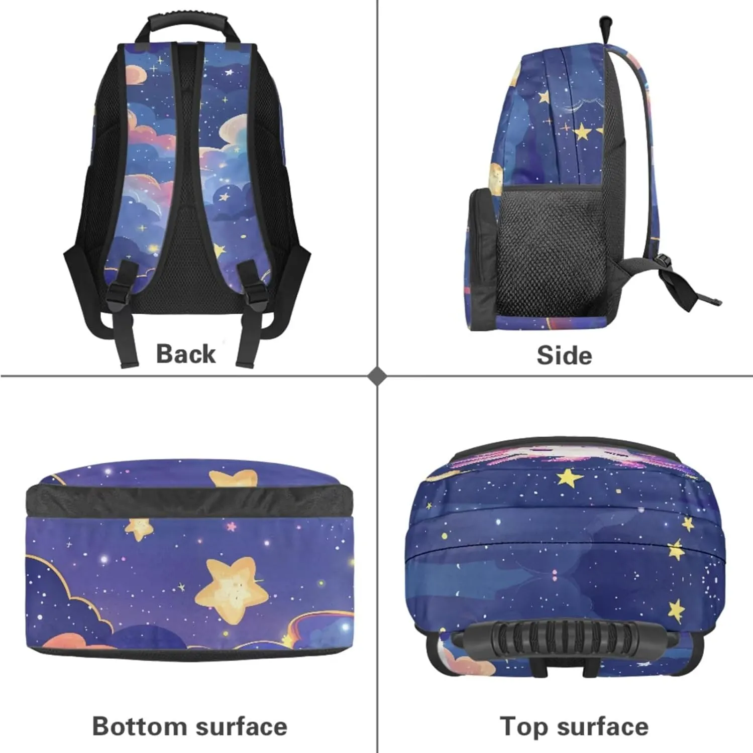 Axolotl Starry Backpack for Girls 4-in-1 School Bag with Lunch Bag 6-8 with Padded Straps Cute 2nd Grade Bookbag for Kindergarten Elementary Book Bags
