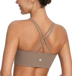 baleaf Nuleaf Sports Bras for Women, Strappy Longline Yoga Padded Bras, High Impact Molded Cups Workout Crop Top