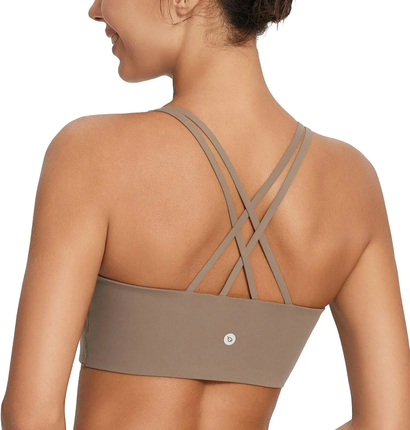 baleaf Nuleaf Sports Bras for Women, Strappy Longline Yoga Padded Bras, High Impact Molded Cups Workout Crop Top