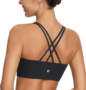 baleaf Nuleaf Sports Bras for Women, Strappy Longline Yoga Padded Bras, High Impact Molded Cups Workout Crop Top