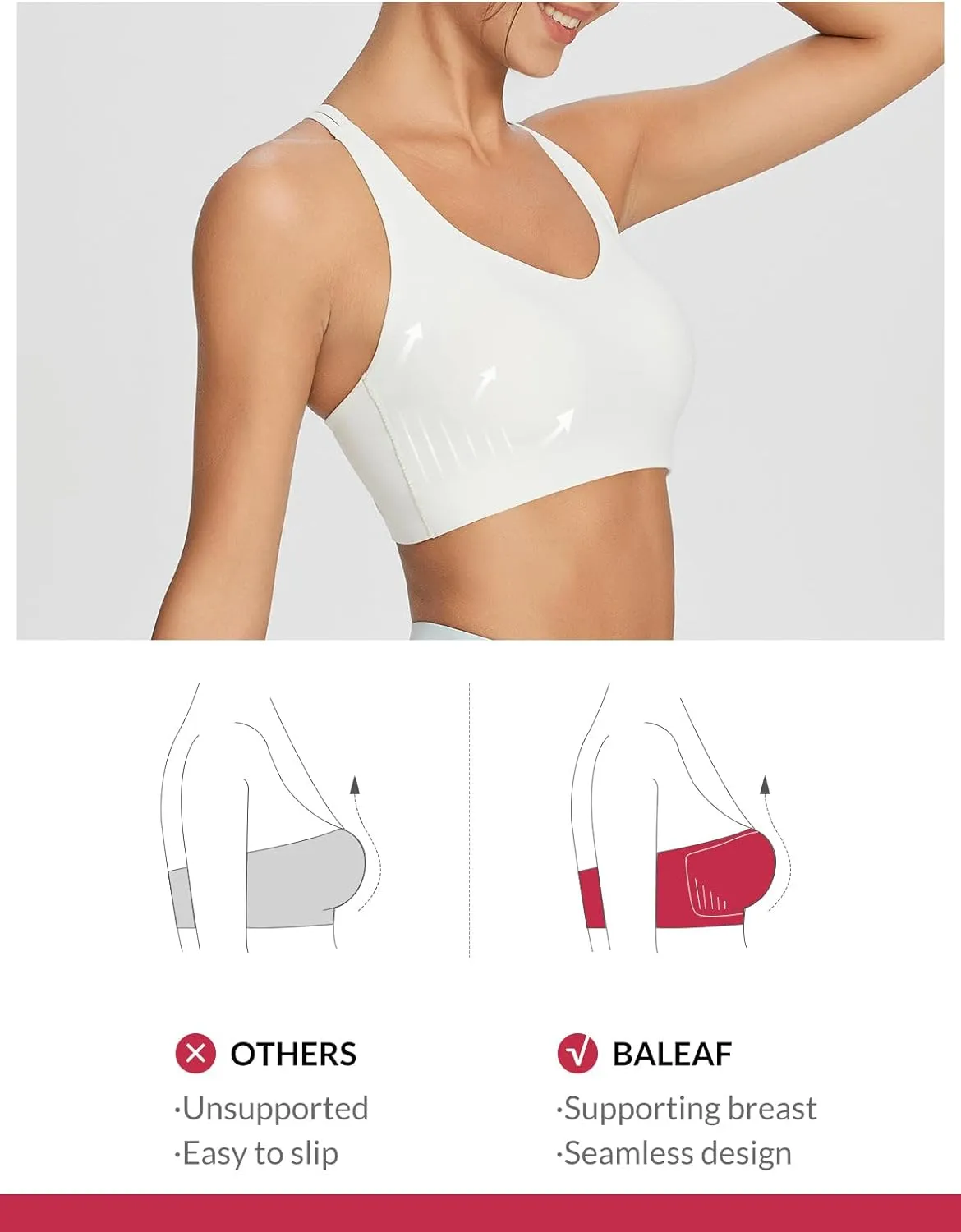 baleaf Nuleaf Sports Bras for Women, Strappy Longline Yoga Padded Bras, High Impact Molded Cups Workout Crop Top