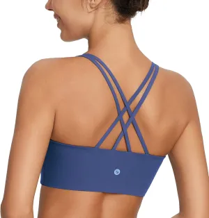 baleaf Nuleaf Sports Bras for Women, Strappy Longline Yoga Padded Bras, High Impact Molded Cups Workout Crop Top