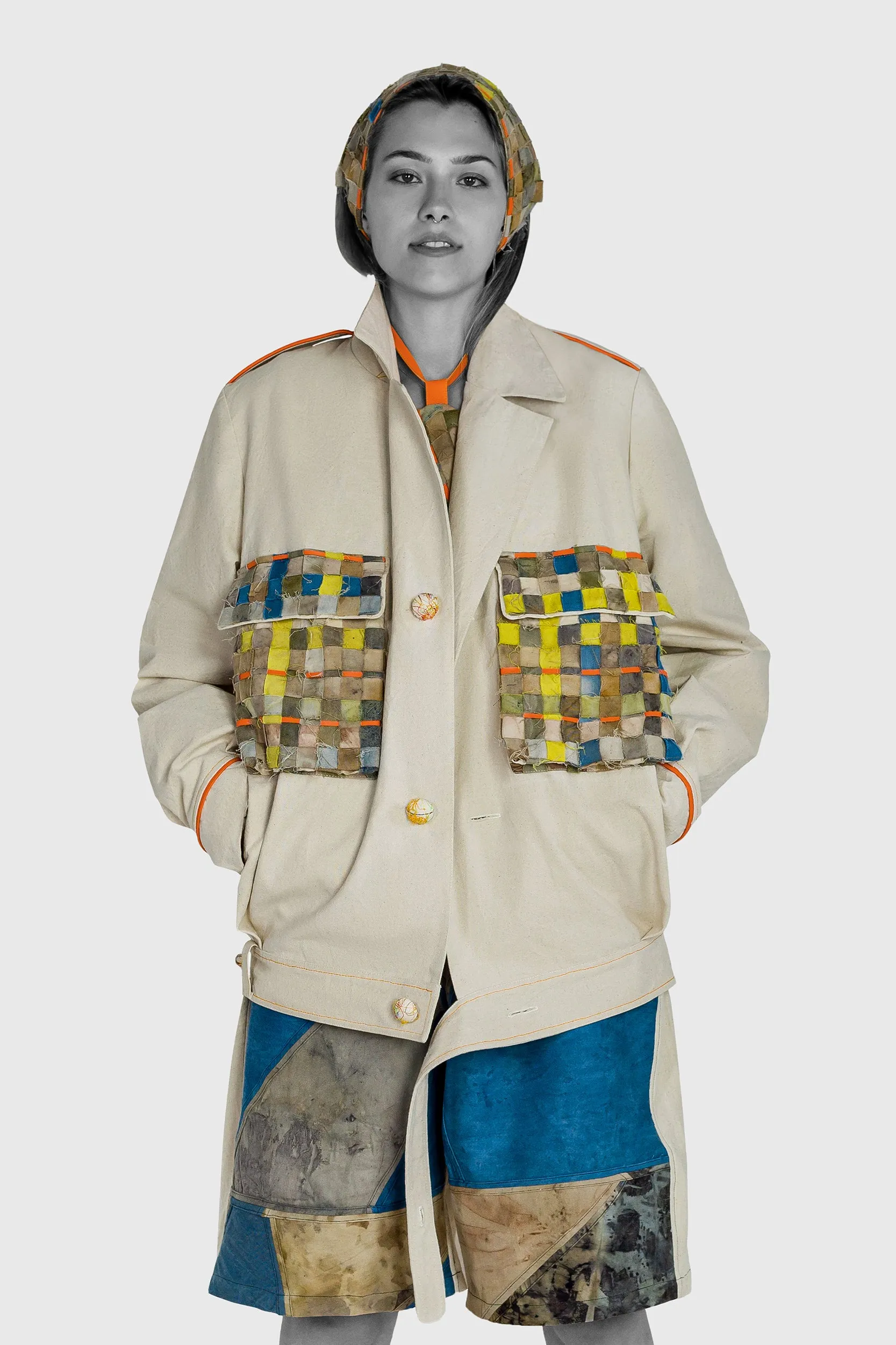 Bomber Jacket - Yellow & Orange Woven detailed
