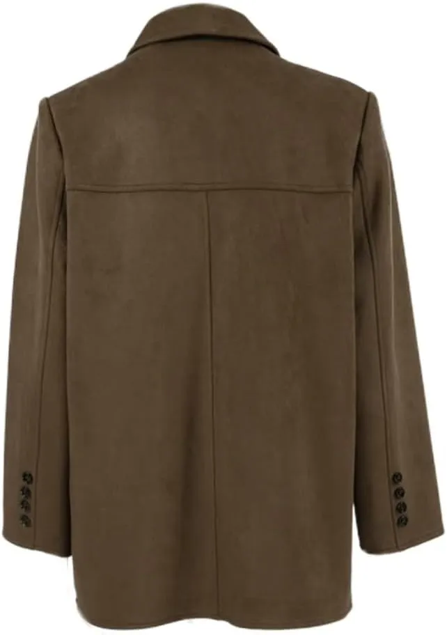 Brown Suede Jacket Women Suede Blazer Faux Suede Leather Suit Jacket Fall Aesthetics 2024 Trendy