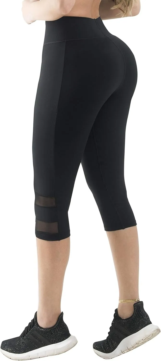 Butt Lifter Capri Sports Leggings with Internal High Waist Fajas Powernet Supplex Levanta Cola Colombianos 404BB