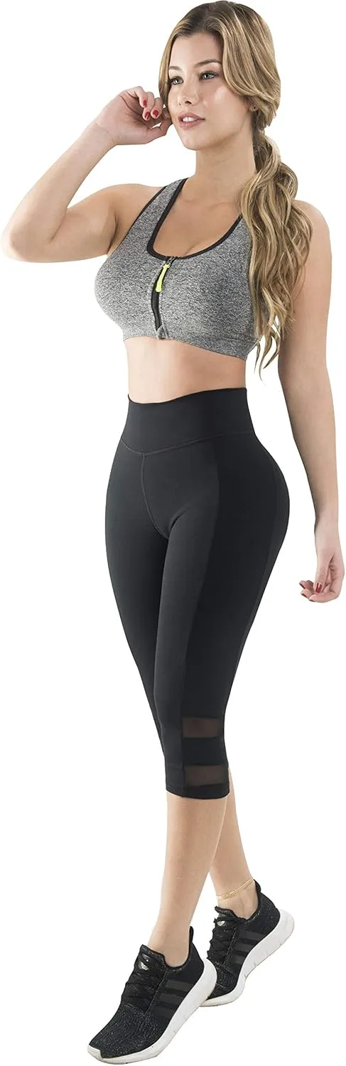 Butt Lifter Capri Sports Leggings with Internal High Waist Fajas Powernet Supplex Levanta Cola Colombianos 404BB