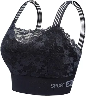 Camisoles for Women Sexy Lace Spaghetti Strap Full Coverage Stretch Non-Padded Wireless Bras Slim Fit Cami Tank Top