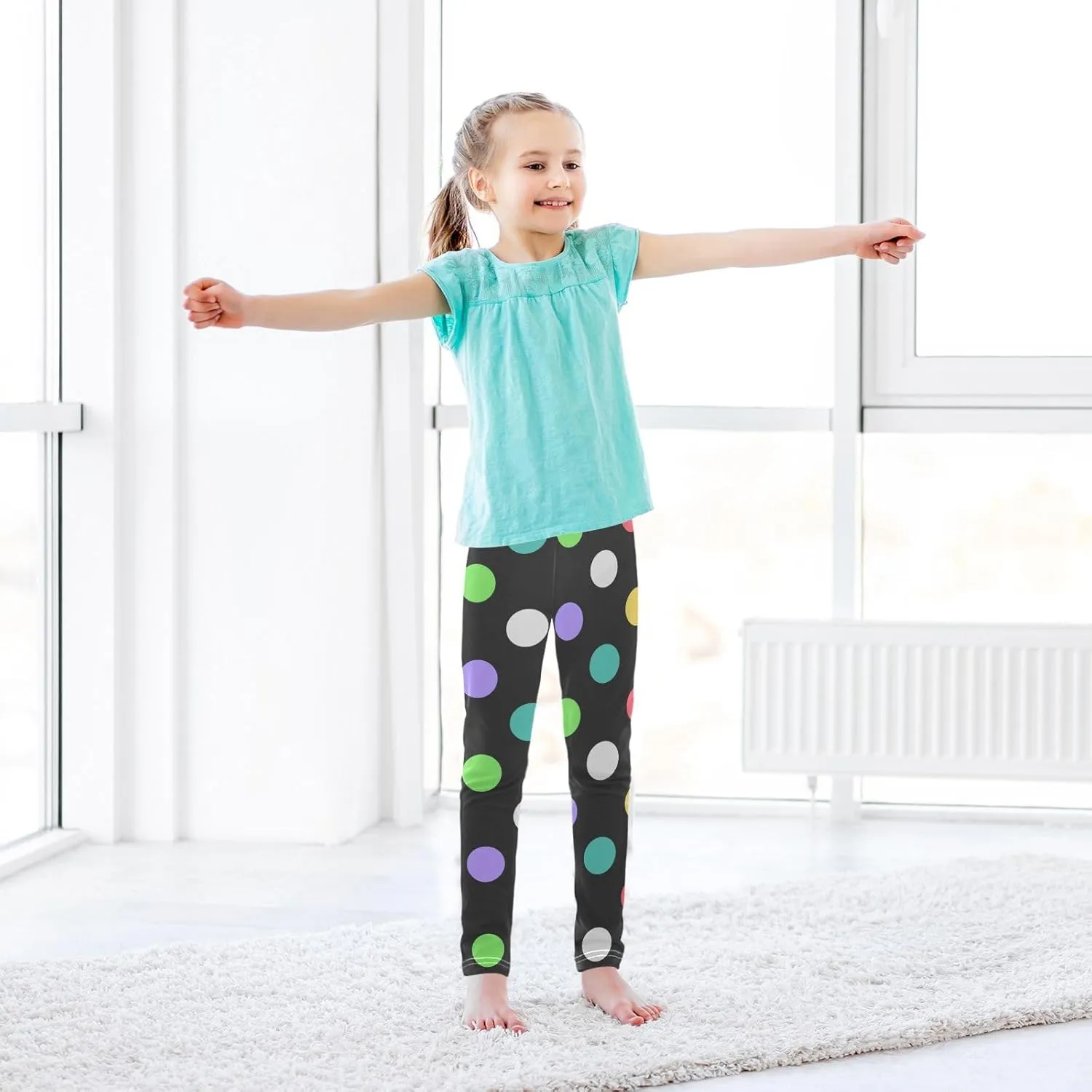 CaTaKu Printed Girls Toddler Leggings Kids Athletic Tights Pants Ankle Length 4-10 Year