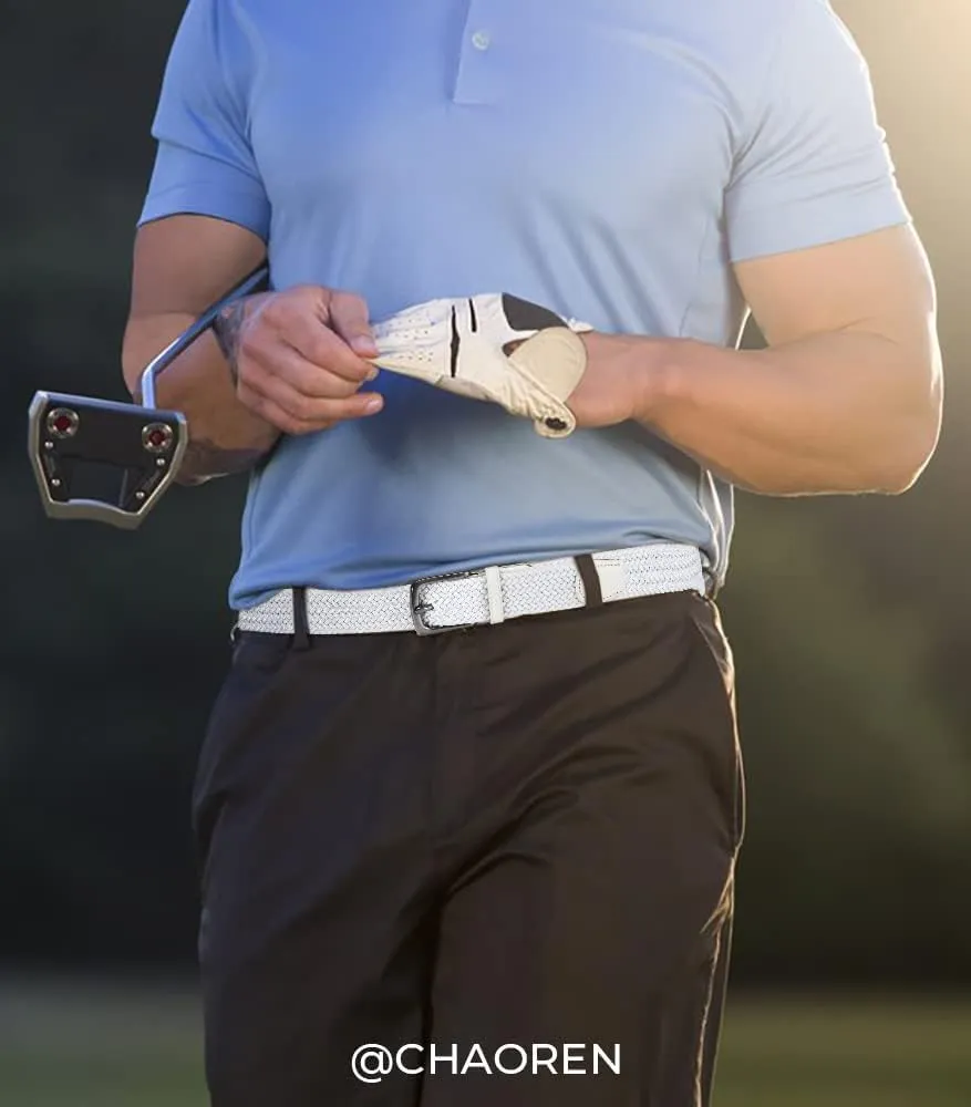 CHAOREN Stretch Belts for Men - Braided Elastic Golf Belt for Men 1 3/8"- Gift for Casual Jeans Shorts