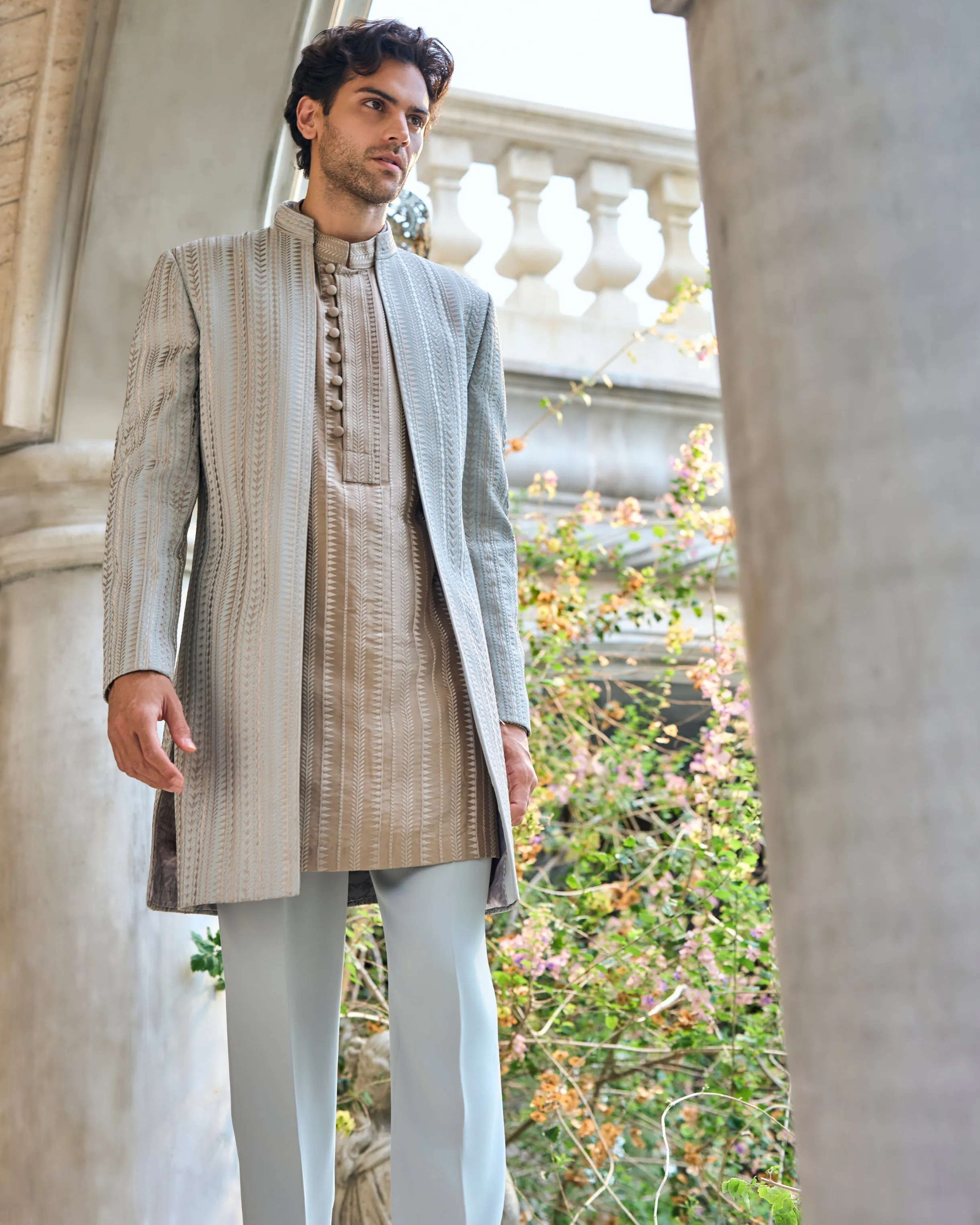 Chapelle Sage Green Open Jacket Set