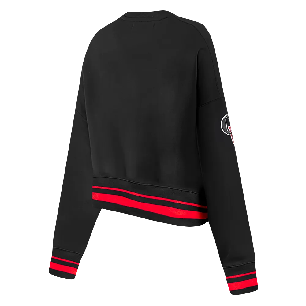 CLARK ATLANTA UNIVERSITY CLASSIC RIB FLEECE CREWNECK (BLACK/RED/BLACK)