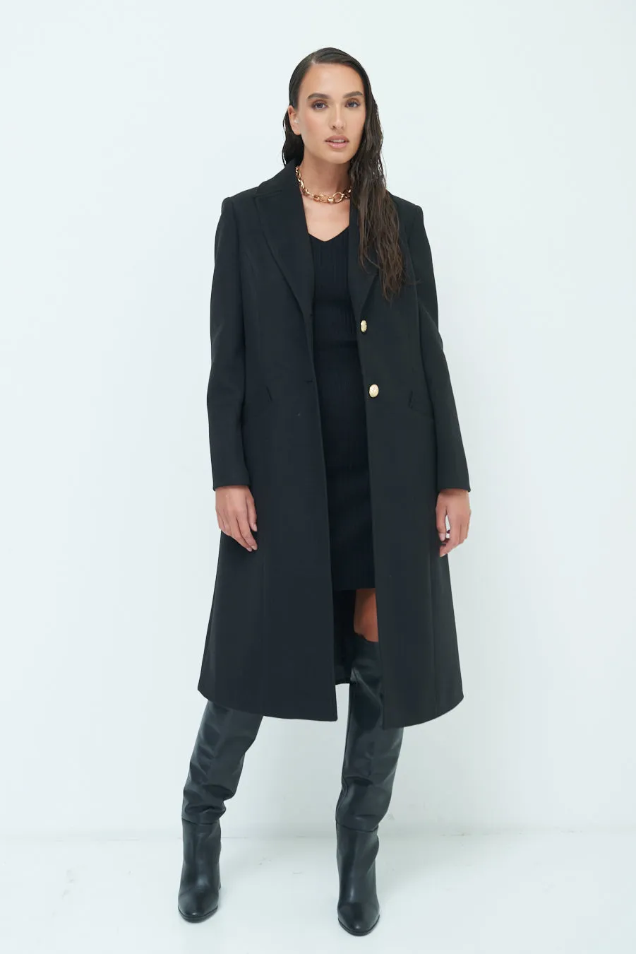 Classic single-breasted long coat wholesale