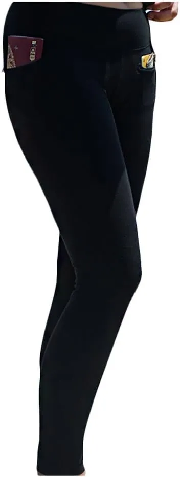 Clever Travel Companion Everyday Leggings Pants - Pickpocket & Loss Proof Cute Pants Travel Tight Leggings with Secret Pocket