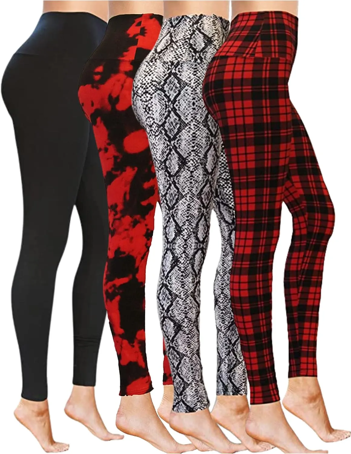 COMFY FOREVER Leggings for Women W/5' High Waist Tummy Control Ankle Length Pants Bundles