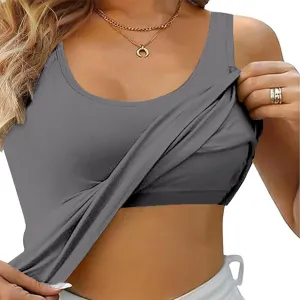 cooki Tank Top with Built in Bra for Women Summer Casual Cotton Padded No Underwire Push up Shelf Bras Workout Camisole