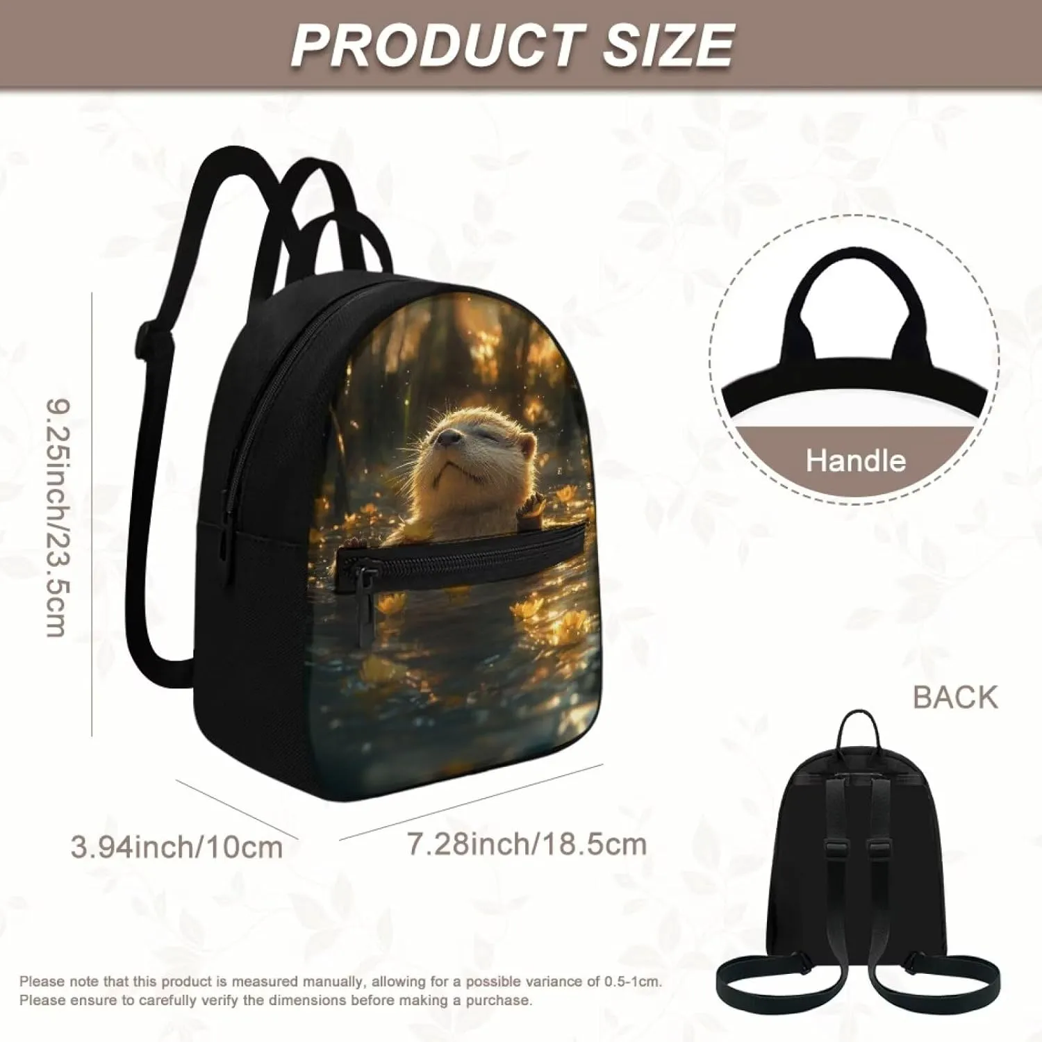 Cute Sea Otter Small Women's Backpack, Lightweight Durable Daypack, Polyester Anti-Theft Rucksack for Daily Use