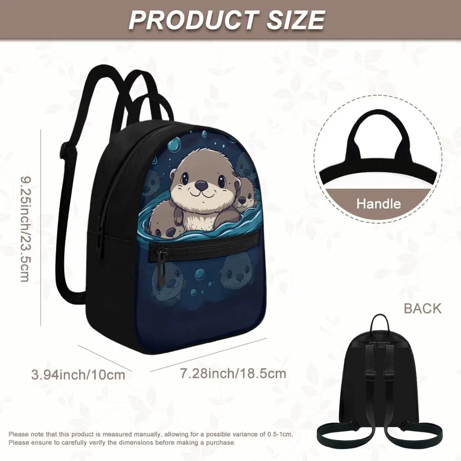 Cute Sea Otter Travel Shoulder Bags for Women Lightweight, Backpack Purse Small Size, Casual College Rucksack for Sports Hiking
