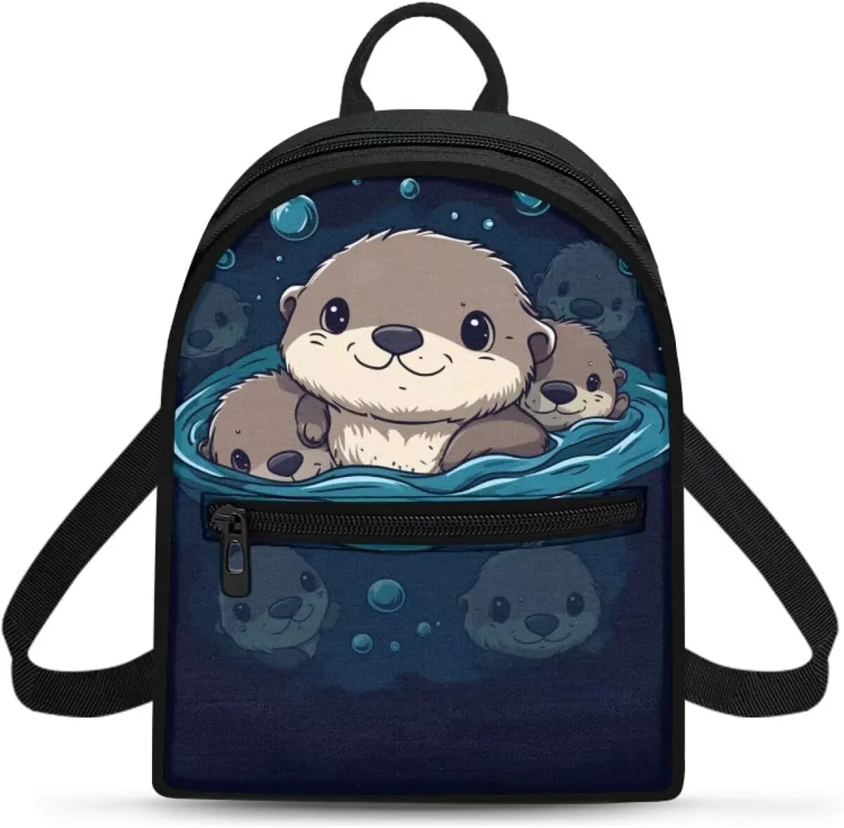 Cute Sea Otter Travel Shoulder Bags for Women Lightweight, Backpack Purse Small Size, Casual College Rucksack for Sports Hiking