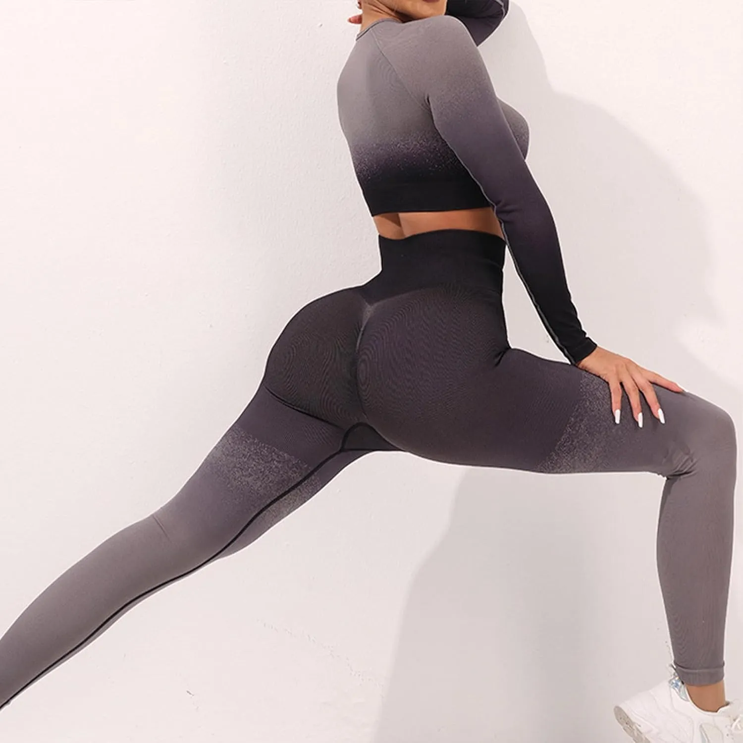 DASAYO Gym Leggings for Women High Waist Hip Lift Shaping Fitness Workout Pant Gradient Ombre Color Yoga Pants