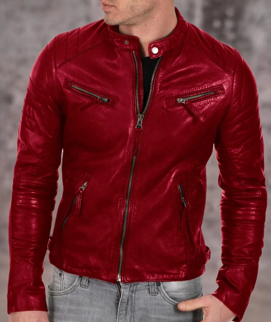 DECIMAL Men's Black & BROWN Genuine Lambskin Leather Biker Jacket VINTAGE REAL MOTORCYCLE JACKETS FOR MEN